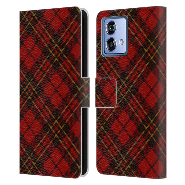 PLdesign Christmas Red Tartan Leather Book Wallet Case Cover For Motorola Moto G84 5G