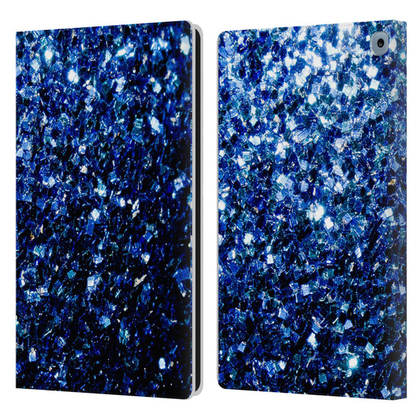 PLdesign Glitter Sparkles Dark Blue Leather Book Wallet Case Cover For Amazon Fire HD 10 / Plus 2021