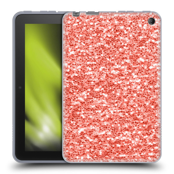 PLdesign Sparkly Coral Coral Sparkle Soft Gel Case for Amazon Fire 7 2022