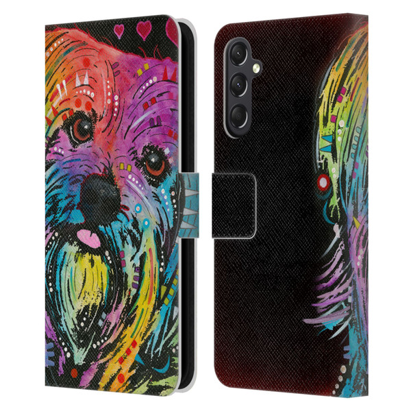 Dean Russo Dogs Yorkie Leather Book Wallet Case Cover For Samsung Galaxy A24 4G / M34 5G