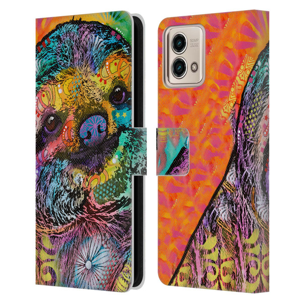 Dean Russo Wildlife 3 Sloth Leather Book Wallet Case Cover For Motorola Moto G Stylus 5G 2023
