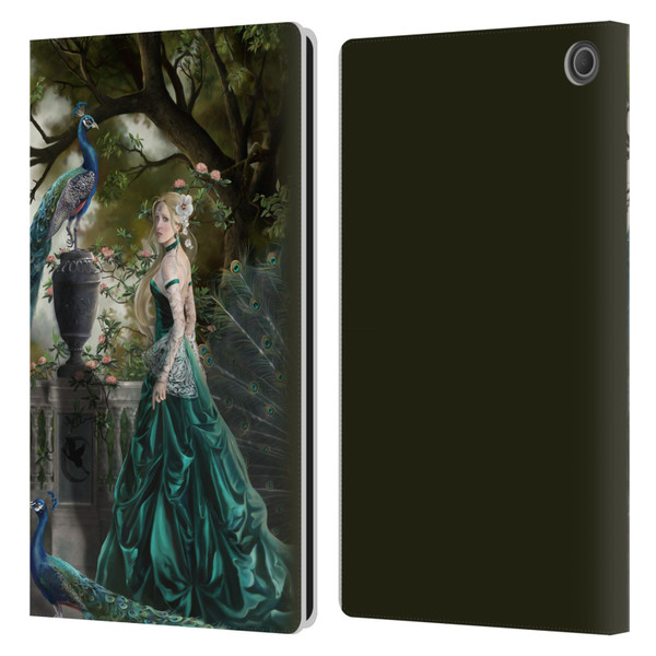 Nene Thomas Art Peacock & Princess In Emerald Leather Book Wallet Case Cover For Amazon Fire Max 11 2023