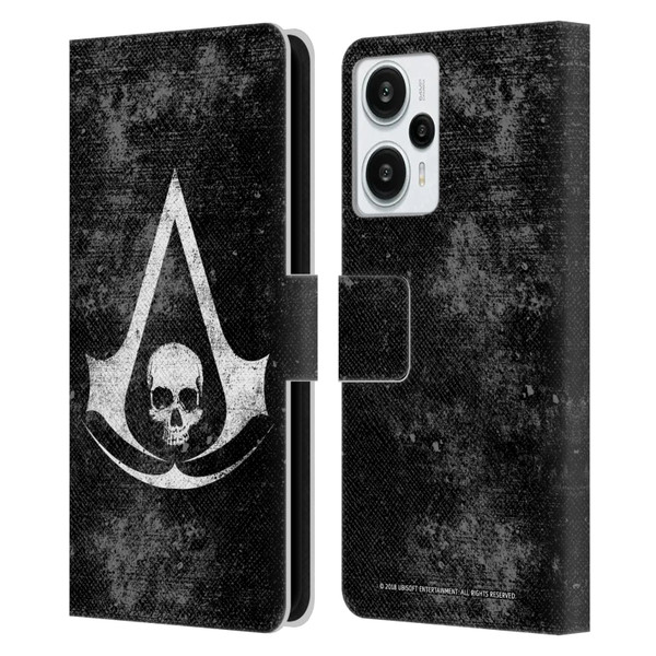 Assassin's Creed Black Flag Logos Grunge Leather Book Wallet Case Cover For Xiaomi Redmi Note 12T