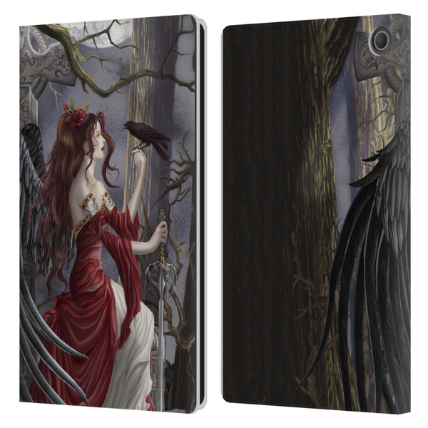 Nene Thomas Deep Forest Dark Angel Fairy With Raven Leather Book Wallet Case Cover For Amazon Fire Max 11 2023