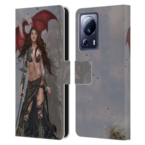 Nene Thomas Gothic Dragon Witch Warrior Sword Leather Book Wallet Case Cover For Xiaomi 13 Lite 5G