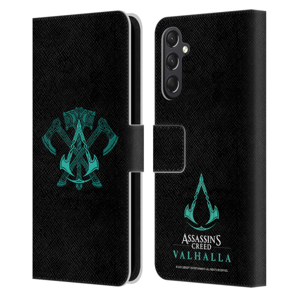 Assassin's Creed Valhalla Symbols And Patterns ACV Weapons Leather Book Wallet Case Cover For Samsung Galaxy A24 4G / M34 5G