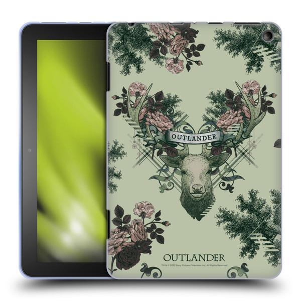 Outlander Composed Graphics Floral Deer Soft Gel Case for Amazon Fire HD 8/Fire HD 8 Plus 2020