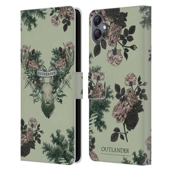 Outlander Composed Graphics Floral Deer Leather Book Wallet Case Cover For Samsung Galaxy A05