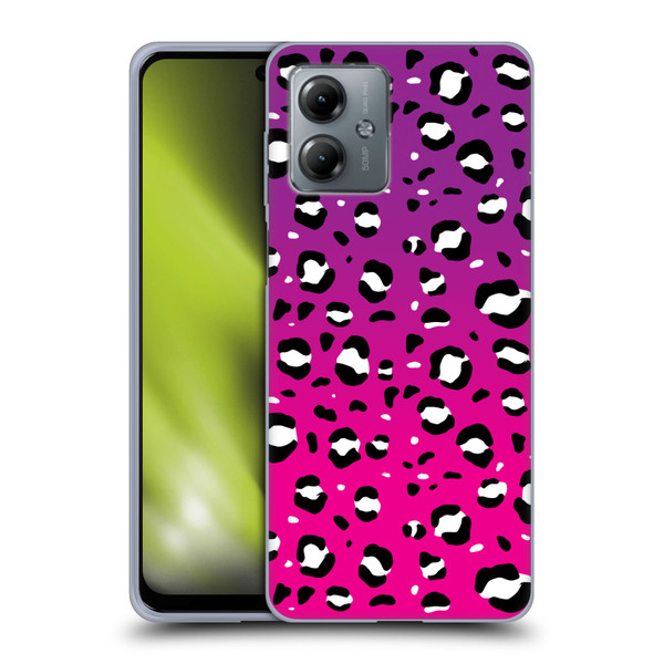 Grace Illustration Animal Prints Pink Leopard Soft Gel Case for Motorola Moto G14