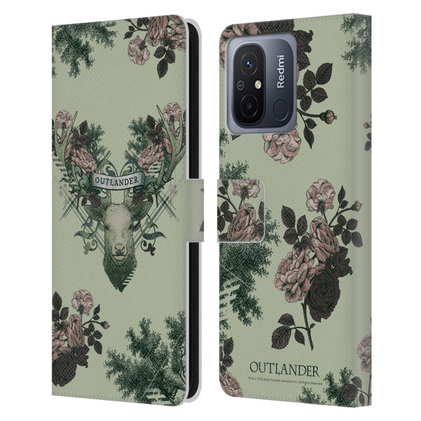 Outlander Composed Graphics Floral Deer Leather Book Wallet Case Cover For Xiaomi Redmi 12C