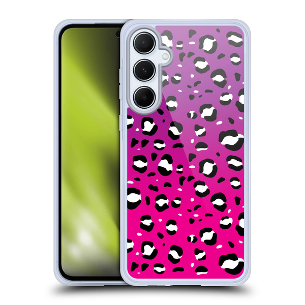 Grace Illustration Animal Prints Pink Leopard Soft Gel Case for Samsung Galaxy A55 5G