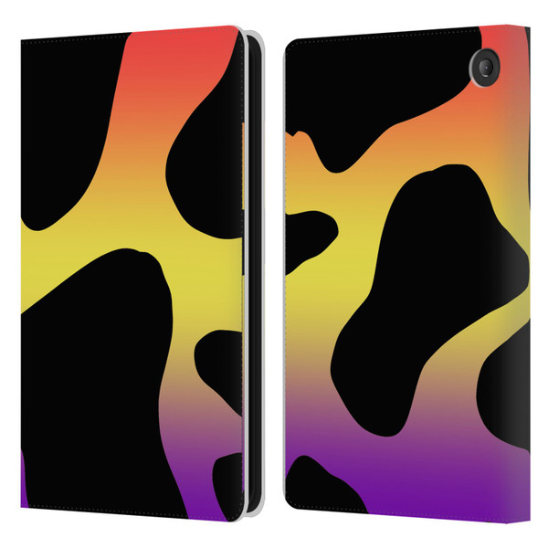 Grace Illustration Cow Prints Sunset Leather Book Wallet Case Cover For Amazon Fire 7 2022