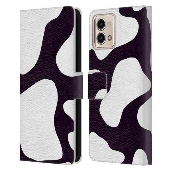 Grace Illustration Cow Prints Black And White Leather Book Wallet Case Cover For Motorola Moto G Stylus 5G 2023