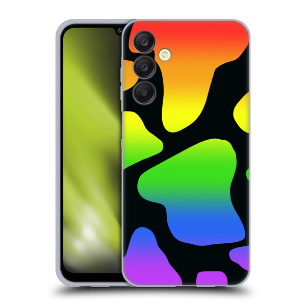 Grace Illustration Cow Prints Rainbow Soft Gel Case for Samsung Galaxy A25 5G