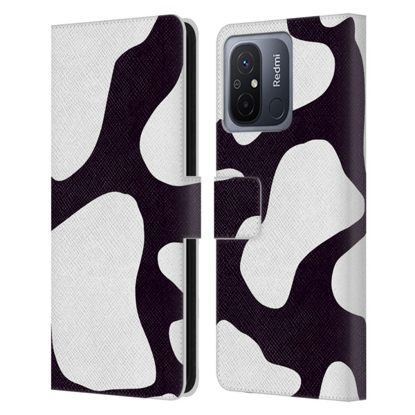 Grace Illustration Cow Prints Black And White Leather Book Wallet Case Cover For Xiaomi Redmi 12C