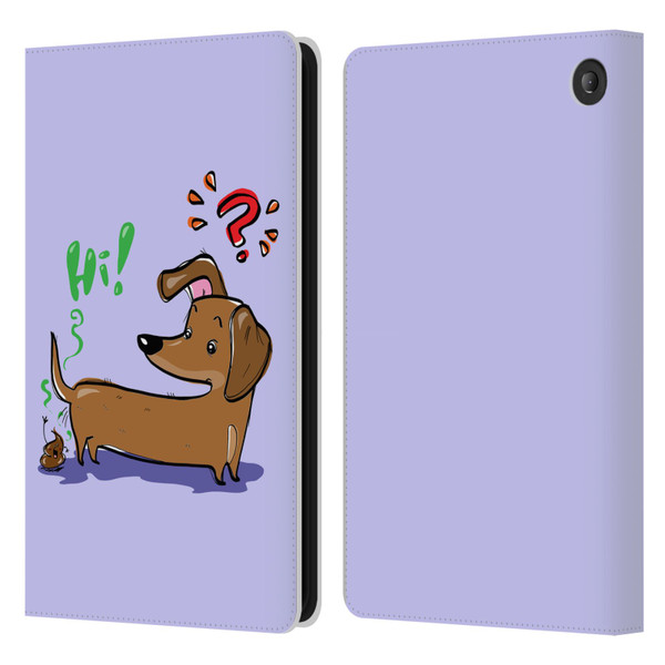 Grace Illustration Dogs Dachshund Leather Book Wallet Case Cover For Amazon Fire 7 2022