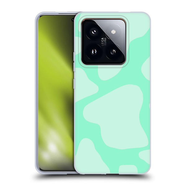 Grace Illustration Cow Prints Mint Green Soft Gel Case for Xiaomi 14 Pro