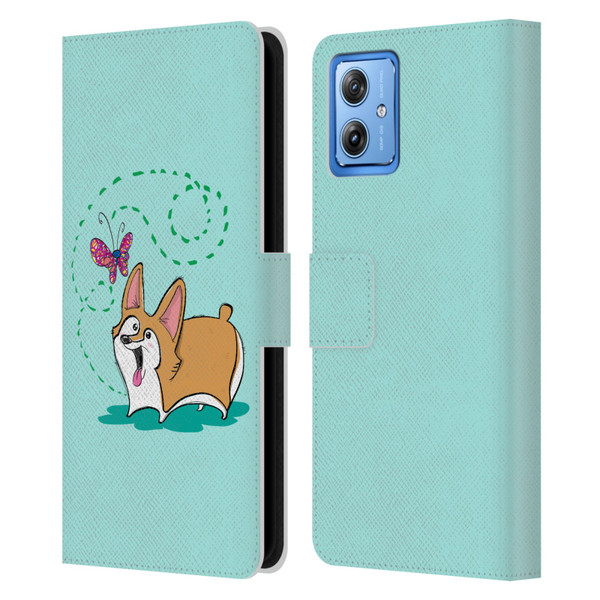 Grace Illustration Dogs Corgi Leather Book Wallet Case Cover For Motorola Moto G54 5G