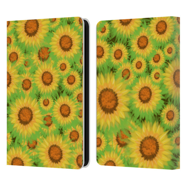 Grace Illustration Lovely Floral Sunflower Leather Book Wallet Case Cover For Amazon Kindle 11th Gen 6in 2022