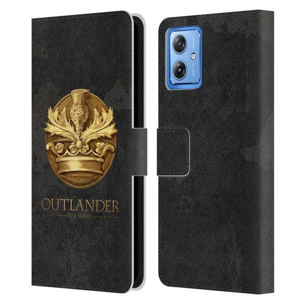 Outlander Seals And Icons Scotland Thistle Leather Book Wallet Case Cover For Motorola Moto G54 5G