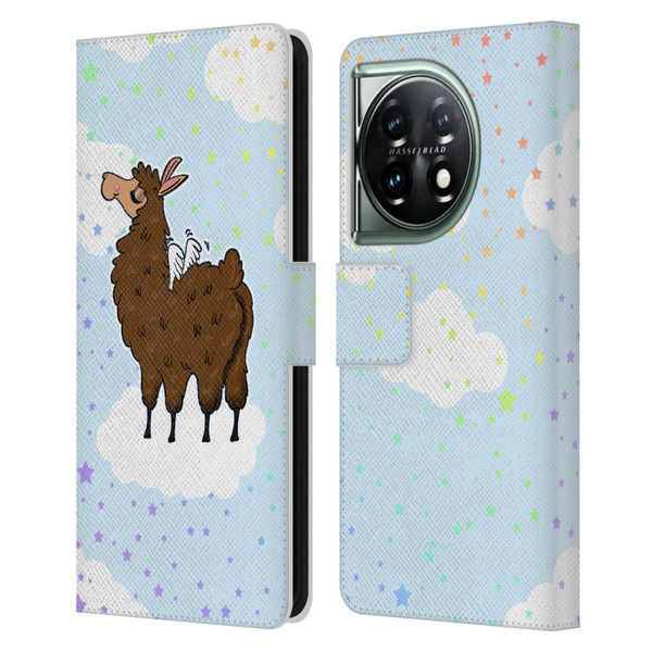 Grace Illustration Llama Pegasus Leather Book Wallet Case Cover For OnePlus 11 5G