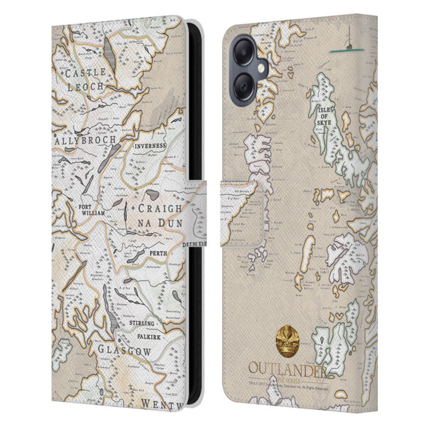 Outlander Seals And Icons Map Leather Book Wallet Case Cover For Samsung Galaxy A05