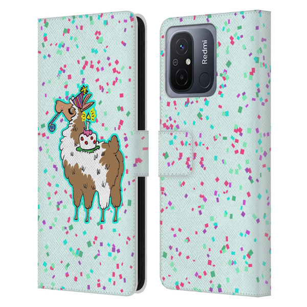 Grace Illustration Llama Birthday Leather Book Wallet Case Cover For Xiaomi Redmi 12C