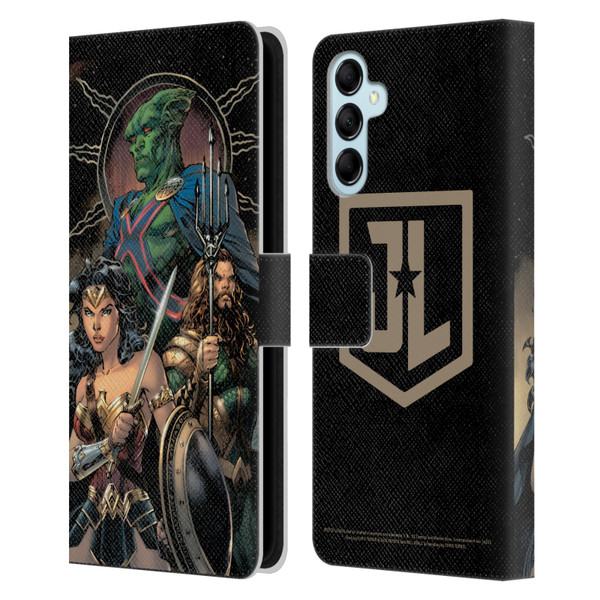 Zack Snyder's Justice League Snyder Cut Graphics Martian Manhunter Wonder Woman Leather Book Wallet Case Cover For Samsung Galaxy M14 5G