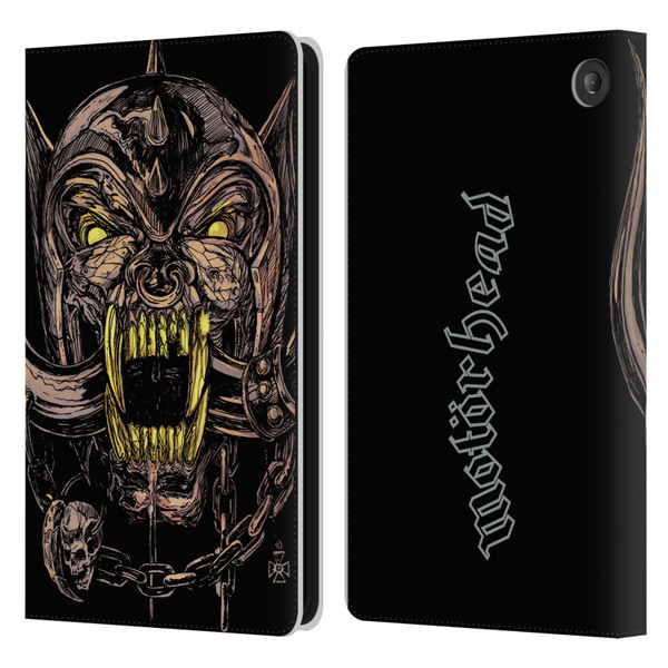 Motorhead Graphics Snaggletooth Leather Book Wallet Case Cover For Amazon Fire 7 2022