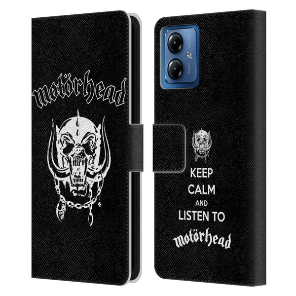 Motorhead Graphics Classic Logo Leather Book Wallet Case Cover For Motorola Moto G14