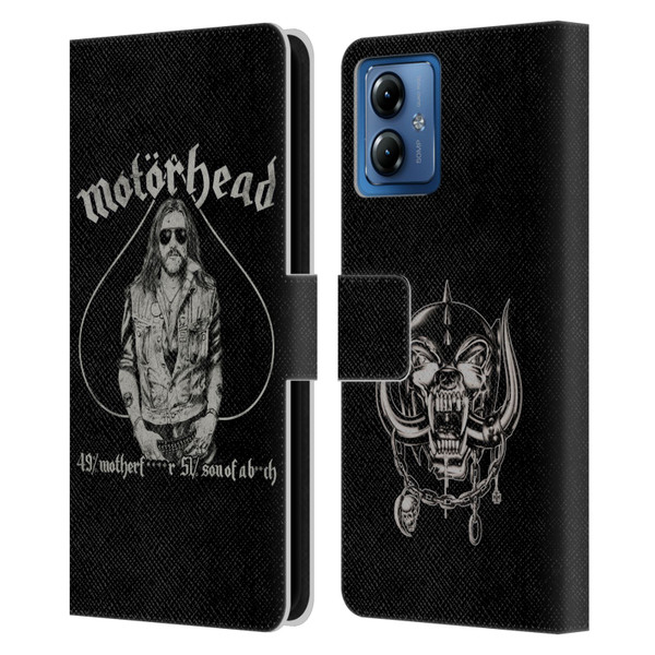 Motorhead Graphics Ace Of Spades Lemmy Leather Book Wallet Case Cover For Motorola Moto G14