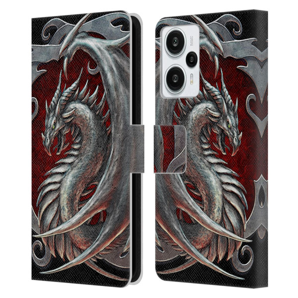 Christos Karapanos Dragons 2 Talisman Silver Leather Book Wallet Case Cover For Xiaomi Redmi Note 12T