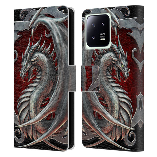 Christos Karapanos Dragons 2 Talisman Silver Leather Book Wallet Case Cover For Xiaomi 13 5G