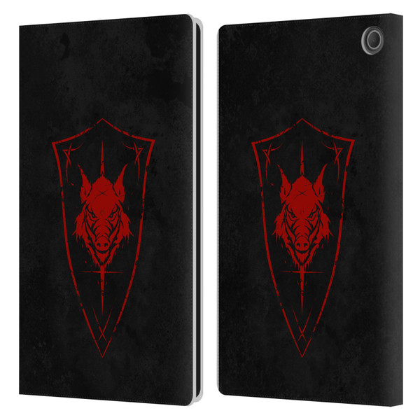 Christos Karapanos Shield Wild Boar Leather Book Wallet Case Cover For Amazon Fire Max 11 2023