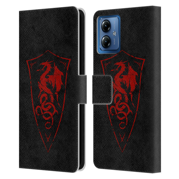Christos Karapanos Shield Dragon Leather Book Wallet Case Cover For Motorola Moto G14