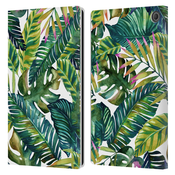 Mark Ashkenazi Banana Life Tropical Leaves Leather Book Wallet Case Cover For Amazon Fire Max 11 2023