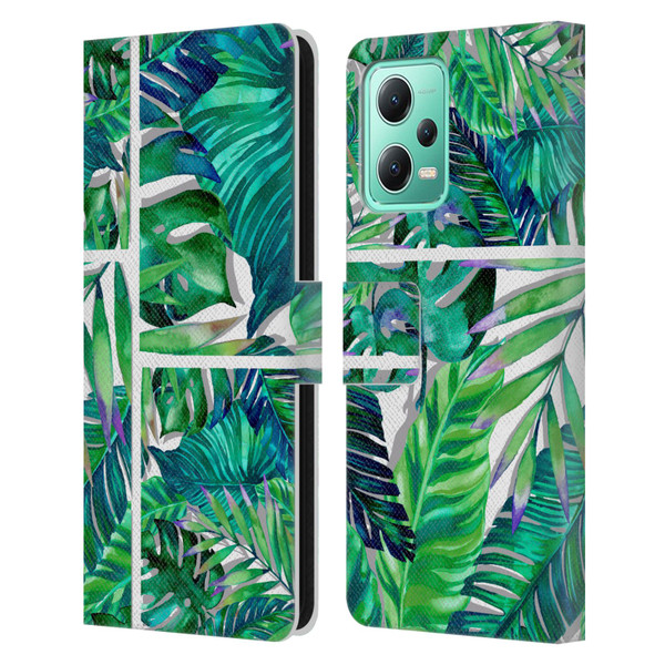 Mark Ashkenazi Banana Life Tropical Green Leather Book Wallet Case Cover For Xiaomi Redmi Note 12 5G