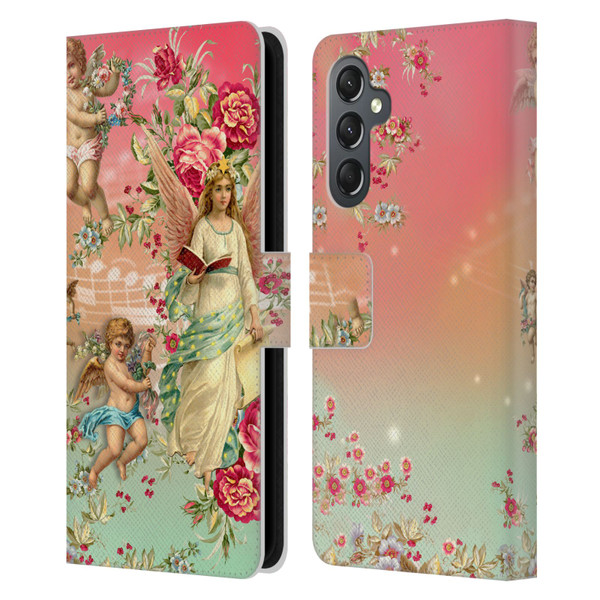 Mark Ashkenazi Florals Angels Leather Book Wallet Case Cover For Samsung Galaxy A25 5G