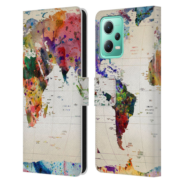 Mark Ashkenazi Pop Culture Map Of The World Leather Book Wallet Case Cover For Xiaomi Redmi Note 12 5G