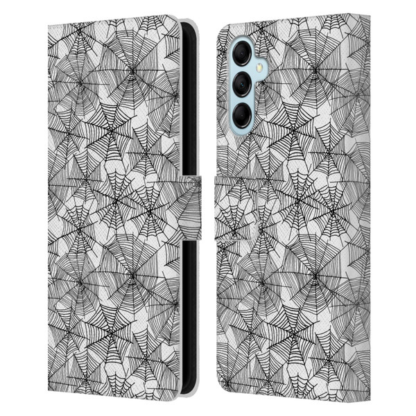 Andrea Lauren Design Assorted Spider Webs Leather Book Wallet Case Cover For Samsung Galaxy M14 5G