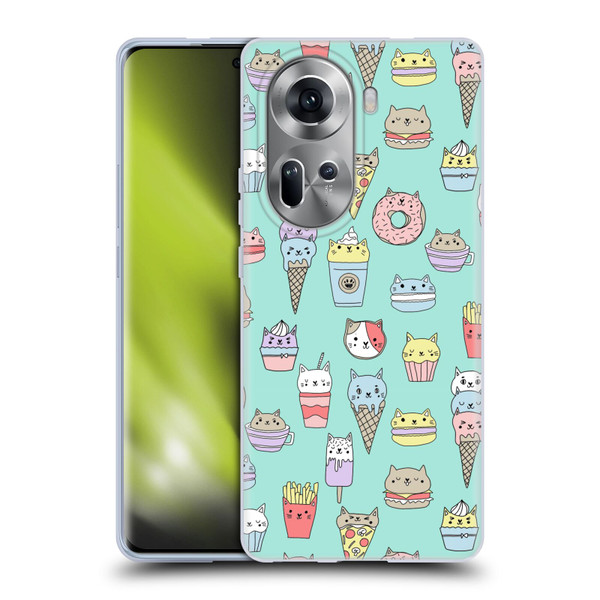 Andrea Lauren Design Food Pattern Catfood Soft Gel Case for OPPO Reno11