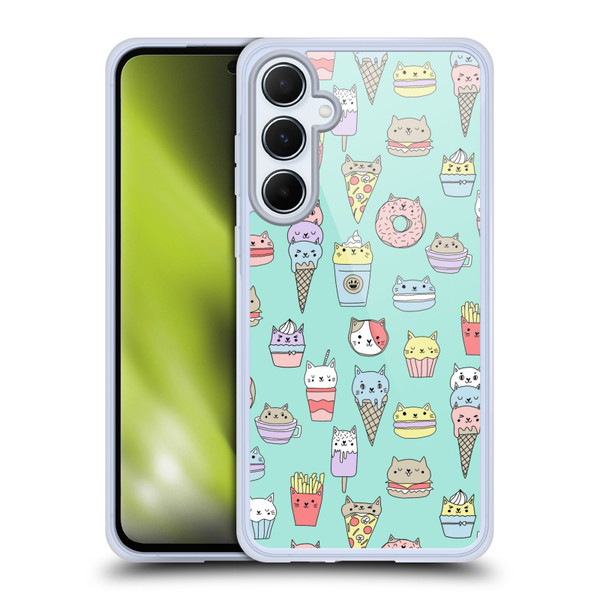 Andrea Lauren Design Food Pattern Catfood Soft Gel Case for Samsung Galaxy A55 5G