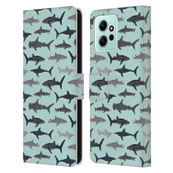 Andrea Lauren Design Sea Animals Sharks Leather Book Wallet Case Cover For Xiaomi Redmi 12
