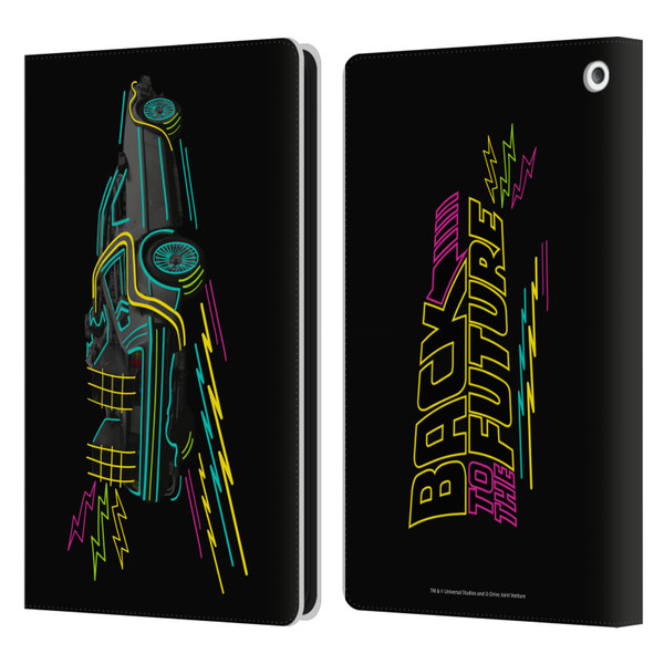 Back to the Future I Composed Art Neon Leather Book Wallet Case Cover For Amazon Fire HD 8/Fire HD 8 Plus 2020