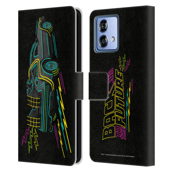 Back to the Future I Composed Art Neon Leather Book Wallet Case Cover For Motorola Moto G84 5G