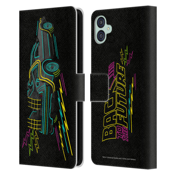 Back to the Future I Composed Art Neon Leather Book Wallet Case Cover For Samsung Galaxy M04 5G / A04e