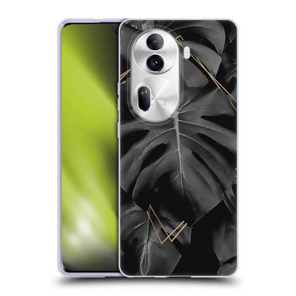 LebensArt Elegance in Black Deep Monstera Soft Gel Case for OPPO Reno11 Pro