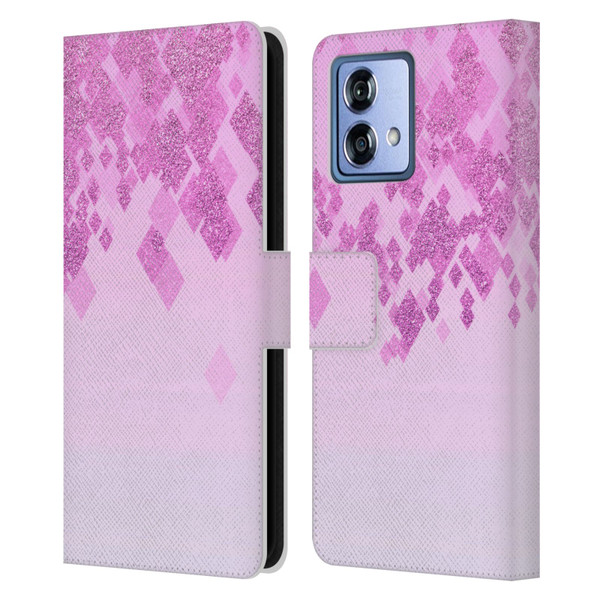 LebensArt Patterns 2 Pink Pastel Glitter Leather Book Wallet Case Cover For Motorola Moto G84 5G