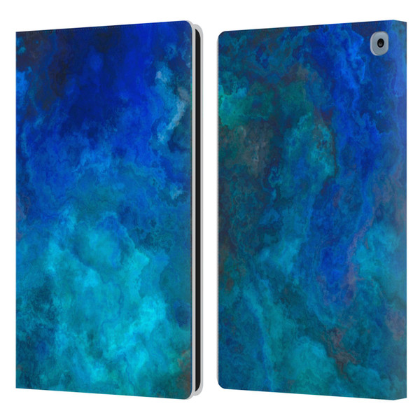 LebensArt Textures Blue Malachit Leather Book Wallet Case Cover For Amazon Fire HD 10 / Plus 2021