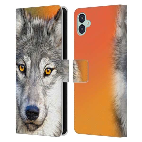Aimee Stewart Animals Autumn Wolf Leather Book Wallet Case Cover For Samsung Galaxy M04 5G / A04e